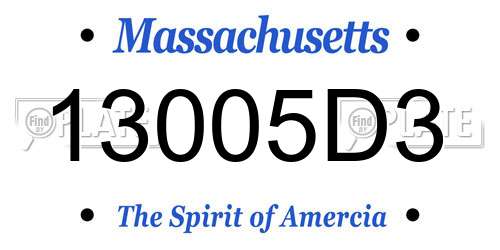13005D3 Massachusetts License Plate