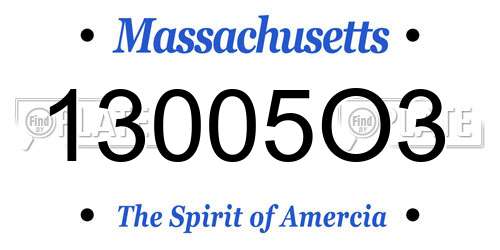 13005O3 Massachusetts License Plate