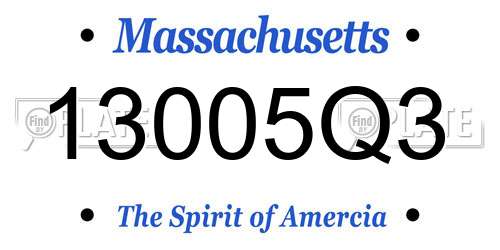 13005Q3 Massachusetts License Plate