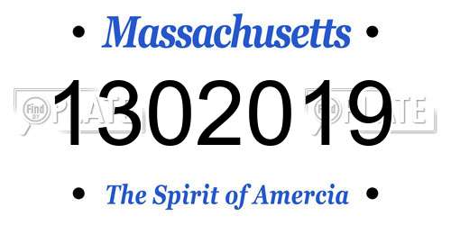 1302019 Massachusetts License Plate
