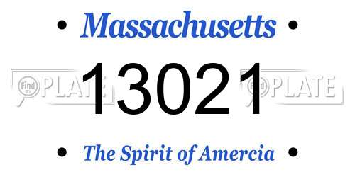13021 Massachusetts License Plate