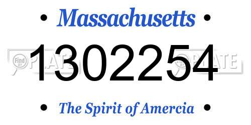 1302254 Massachusetts License Plate