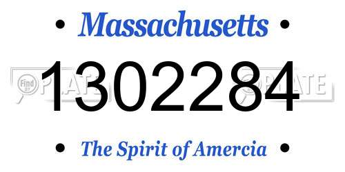 1302284 Massachusetts License Plate