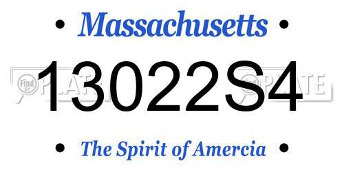 13022S4 Massachusetts License Plate