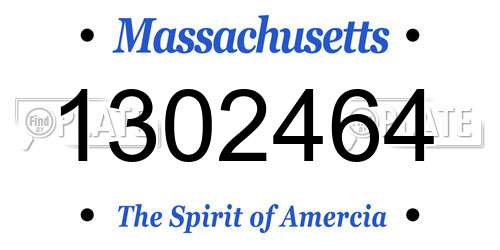 1302464 Massachusetts License Plate