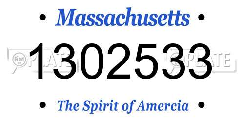 1302533 Massachusetts License Plate