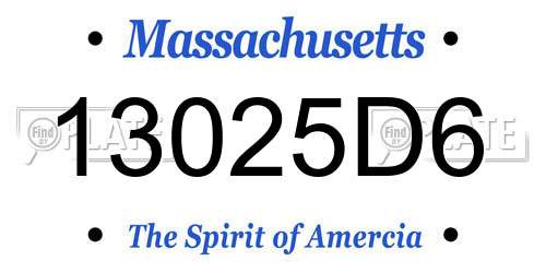 13025D6 Massachusetts License Plate