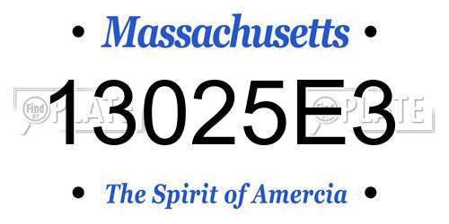 13025E3 Massachusetts License Plate