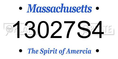 13027S4 Massachusetts License Plate