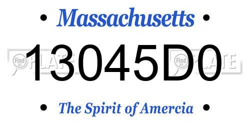 13045D0 Massachusetts License Plate