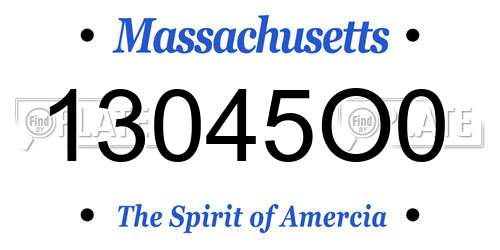 13045O0 Massachusetts License Plate