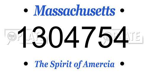 1304754 Massachusetts License Plate