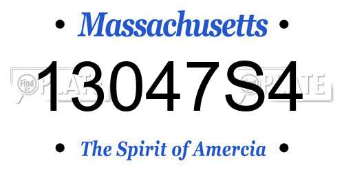 13047S4 Massachusetts License Plate