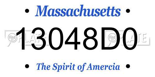 13048D0 Massachusetts License Plate