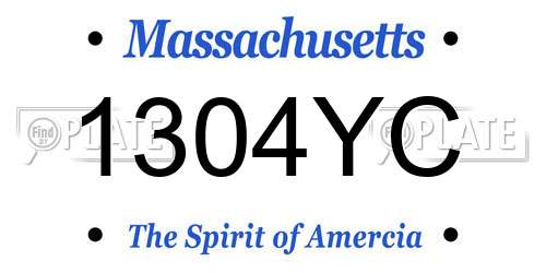 1304YC Massachusetts License Plate