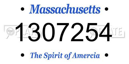 1307254 Massachusetts License Plate
