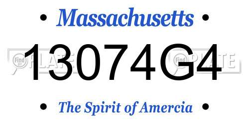 13074G4 Massachusetts License Plate