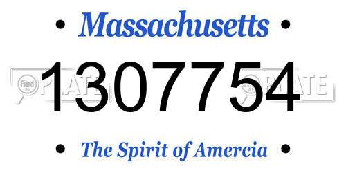 1307754 Massachusetts License Plate
