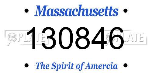 130846 Massachusetts License Plate