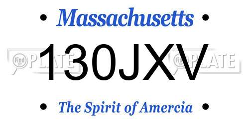 130JXV Massachusetts License Plate