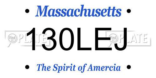 130LEJ Massachusetts License Plate