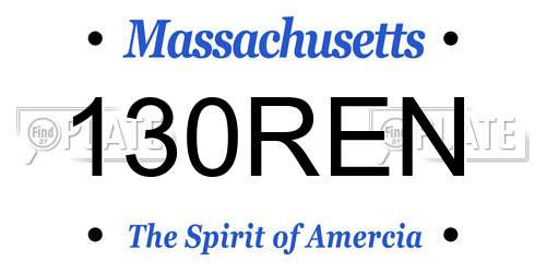 130REN Massachusetts License Plate