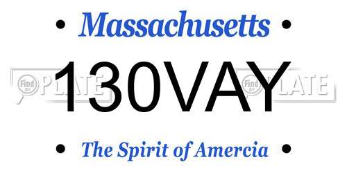 130VAY Massachusetts License Plate