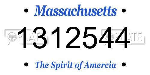 1312544 Massachusetts License Plate