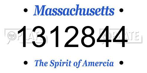 1312844 Massachusetts License Plate