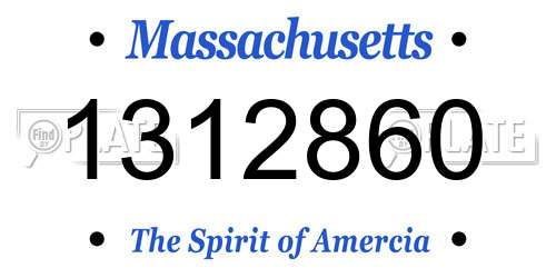 1312860 Massachusetts License Plate