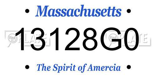 13128G0 Massachusetts License Plate