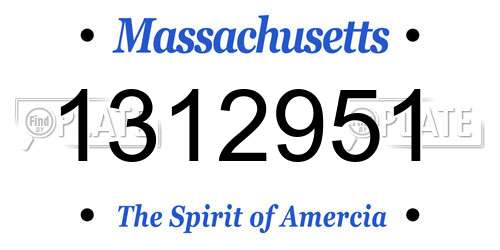 1312951 Massachusetts License Plate