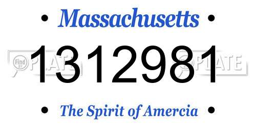 1312981 Massachusetts License Plate