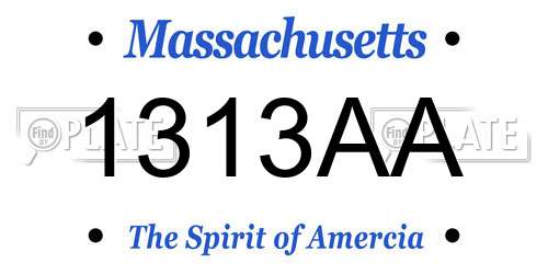 1313AA Massachusetts License Plate