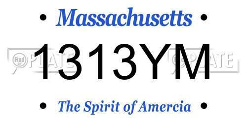 1313YM Massachusetts License Plate