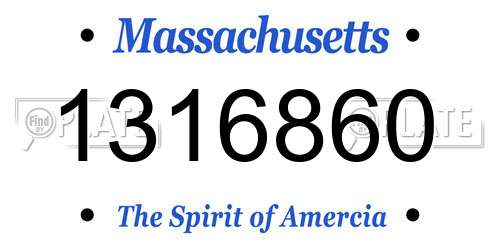 1316860 Massachusetts License Plate
