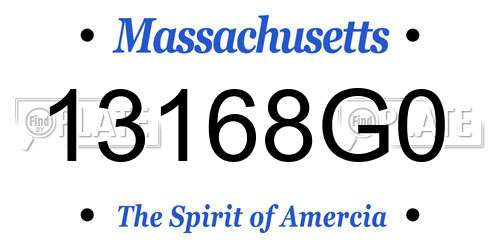 13168G0 Massachusetts License Plate