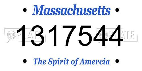 1317544 Massachusetts License Plate