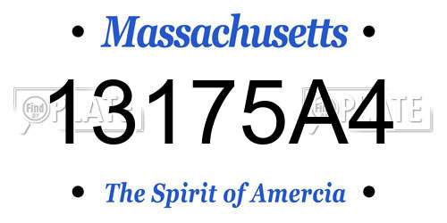 13175A4 Massachusetts License Plate