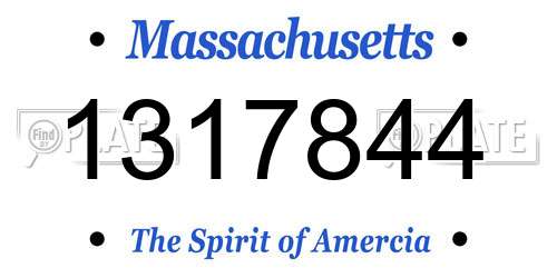 1317844 Massachusetts License Plate
