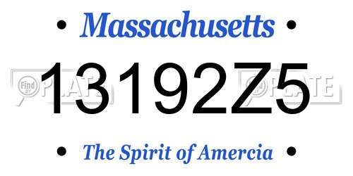13192Z5 Massachusetts License Plate