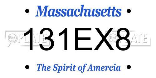 131EX8 Massachusetts License Plate