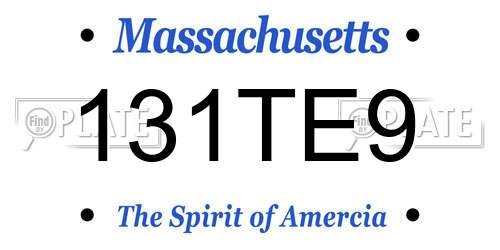 131TE9 Massachusetts License Plate