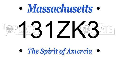 131ZK3 Massachusetts License Plate