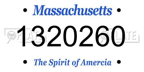 1320260 Massachusetts License Plate