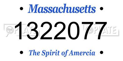 1322077 Massachusetts License Plate