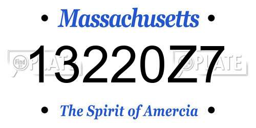 13220Z7 Massachusetts License Plate