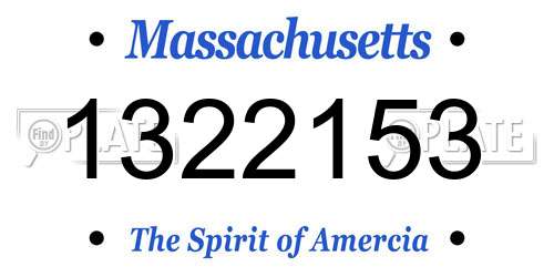 1322153 Massachusetts License Plate
