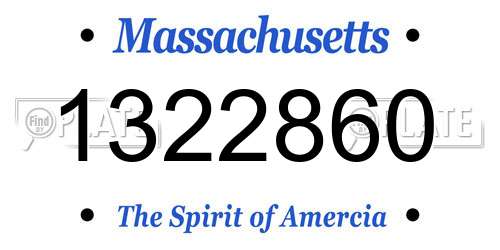 1322860 Massachusetts License Plate