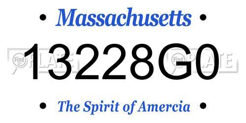13228G0 Massachusetts License Plate